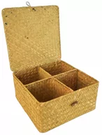 Pudełka i szkatułki - ORGANIZER PLECIONY PRZEGRÓDKI BOHO TRAWA MORSKA 4 - miniaturka - grafika 1