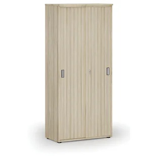 Szafa z drzwiami przesuwnymi PRIMO WOOD, 1781 x 800 x 420 mm, dąb naturalny - Szafy biurowe - miniaturka - grafika 1