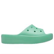 Klapki i japonki damskie - Klapki Crocs Classic Platform Slide 208180-3UG - zielone - miniaturka - grafika 1