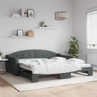 Sofy i kanapy - vidaXL Sofa rozsuwana, ciemnoszara, 100x200 cm, tkanina - miniaturka - grafika 1