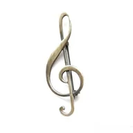 Broszki - Broszka srebrna oksydowana- Klucz wiolinowy duży - miniaturka - grafika 1