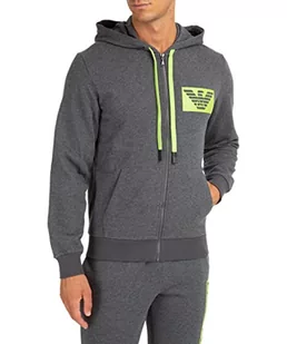 Emporio Armani Męska bluza z kapturem Iconic Terry Zip Up, Czarny melanż szary, S - Bluzy męskie - miniaturka - grafika 1