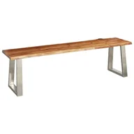 Ławki do przedpokoju - vidaXL Ławka, 160 cm, lite drewno akacjowe i stal nierdzewna vidaXL - miniaturka - grafika 1