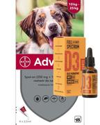 Artykuły przeciw pasożytom - Bayer Advantix dla psów 10-25kg 4 pipety x 2,5ml) + olej konopny witamina D3 Forte 30ml dla ludzi) 56104-uniw - miniaturka - grafika 1