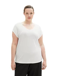 Koszulki i topy damskie - TOM TAILOR Damska koszulka Plussize Loose Fit Basic, 10315 - Whisper White, 52 - grafika 1