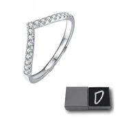 Pierścionki - Pierścionek Damski Srebrny Kryształki Regulowany Stylowy Idealny Na Prezent - miniaturka - grafika 1