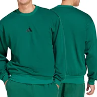 Bluzy męskie - Adidas bluza męska klasyczna bez kaptura zielona JE3788 S - miniaturka - grafika 1