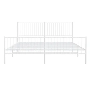 Metalowa rama łóżka z wezgłowiem i zanóżkiem, biała, 193x203 cm Lumarko! - Łóżka - miniaturka - grafika 6