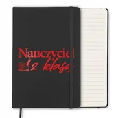 Notesy i bloczki - NOTES CZARNY A5 Z GUMKĄ W LINIE ORGINALNY PREZENT DLA NAUCZYCIELA RED WZORY - miniaturka - grafika 1