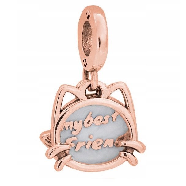 Charms Pozłacany Kot Cat Best Friend Kotek Najlepszy Przyjaciel SREBRO 925
