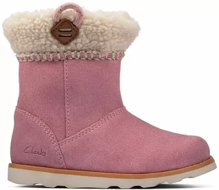 Buty dla dziewczynek - Clarks Skórzane kozaki zimowe "Crown Loop" w kolorze jasnobrązowym - grafika 1