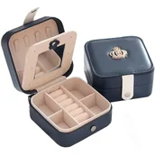 Pudełka i szkatułki - Szkatułka na biżuterię podróżna, organizer Granatowy - miniaturka - grafika 1