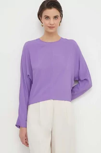 Bluzki damskie - Sisley bluzka damska kolor fioletowy gładka - grafika 1