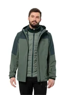 Kurtki i kamizelki sportowe męskie - Jack Wolfskin Kurtka funkcyjna 3w1 w kolorze zielonym - miniaturka - grafika 1