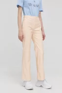 Spodnie damskie - Pinko spodnie damskie kolor beżowy proste high waist - miniaturka - grafika 1