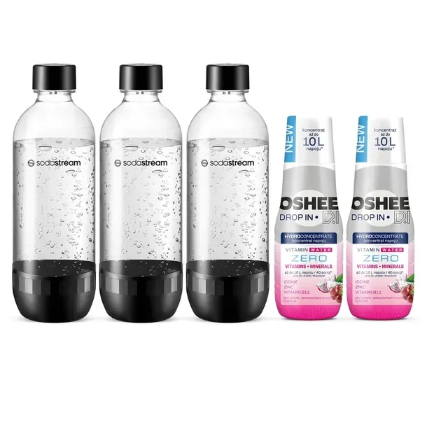 koncentrat SYROP Oshee 2x + 3x BUTELKA DO SATURATORA SodaStream Classic 1L