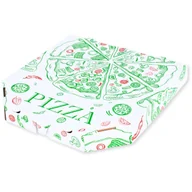 Pojemniki kuchenne - Pudełko na pizzę 32x32x4cm białe z nadrukiem zielono-czerwonym - 100 szt. - miniaturka - grafika 1