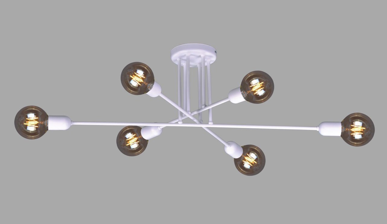 Lampa sufitowa Lumes Biała lampa sufitowa loft patyki - S141-Felma