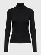 Bluzki damskie - ONLY Golf Sille 15256046 Czarny Slim Fit - miniaturka - grafika 1
