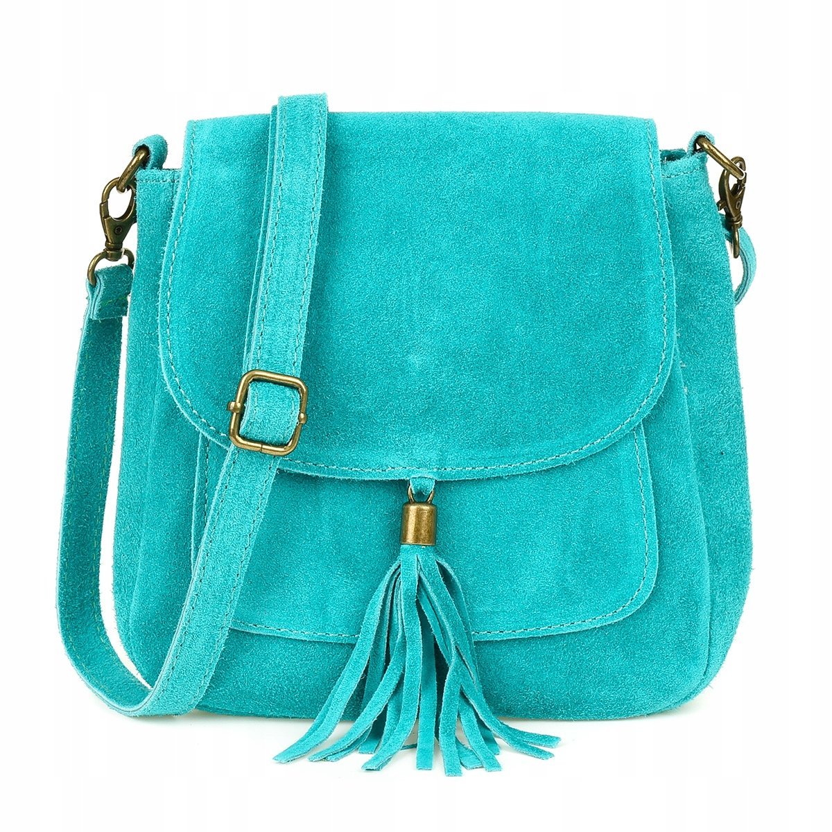 Torebka skórzana Damska Zamszowa Listonoszka retro mała przewieszka skóra