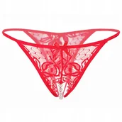 Majtki damskie - Stringi koronkowe z rozcięciem perełki - S/M - miniaturka - grafika 1