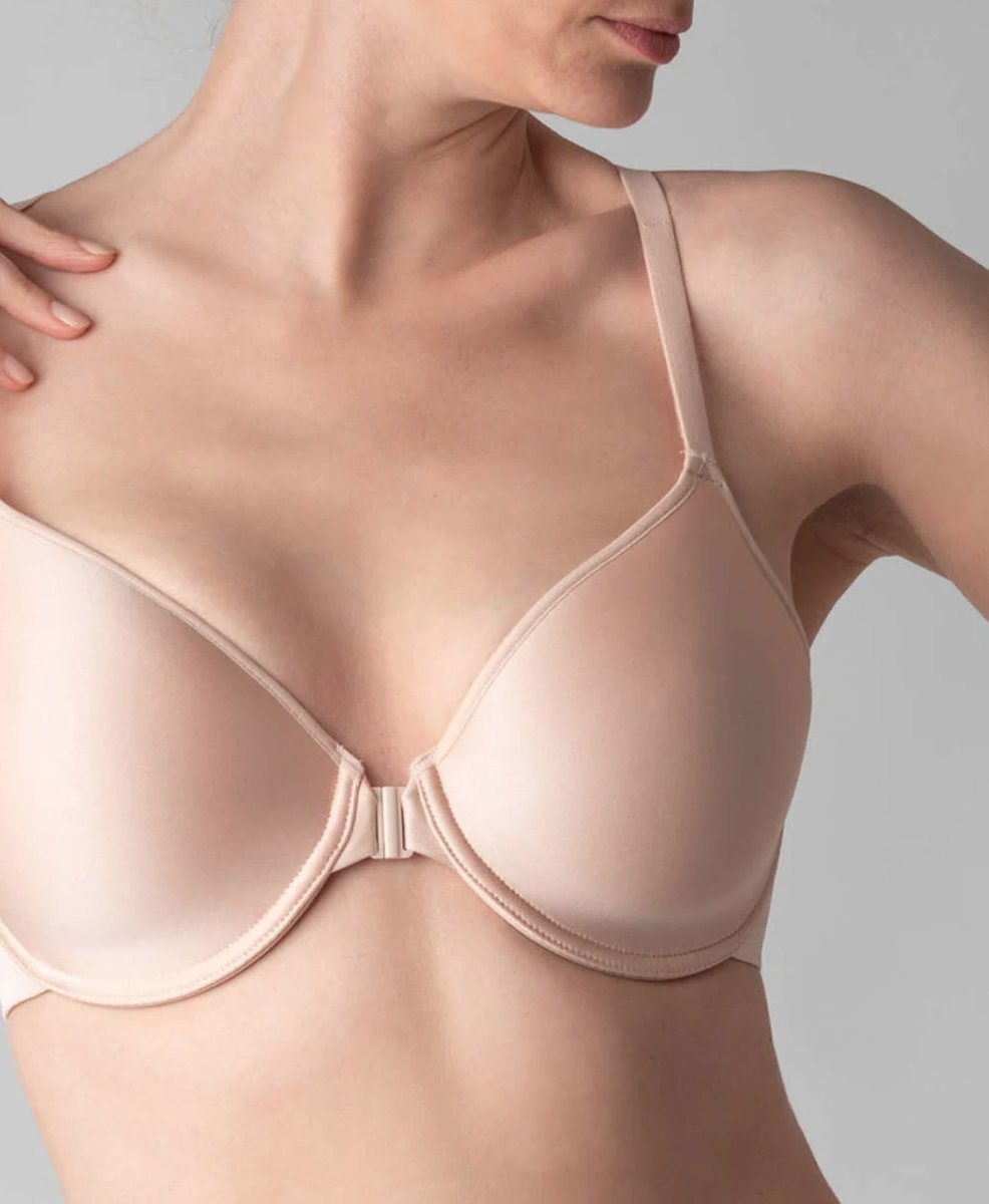 Biustonosz Chantelle Prime beżowy zapinany z przodu beżowy cielisty 70F