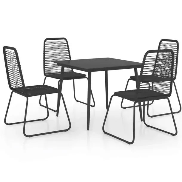 Zestaw Mebli Ogrodowych Rattan PVC i Stal, Czarny, Stół 80x80x74 cm, Krze