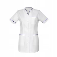 Odzież medyczna - Żakiet medyczny kosmetyczny  damski biały lamówka granat fartuch 46 - miniaturka - grafika 1