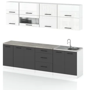 Meble Kuchenne Kuchnia Robo Lux 2.6m Nowoczesna Modułowa Biały Połysk Szary - Meble kuchenne - miniaturka - grafika 1