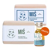 Kosmetyki kąpielowe dla dzieci - Zestaw Cztery Szpaki, mydło w kostce z lanoliną od 1 dnia życia, miś, 110 g + mydło w kostce z wegańską lanoliną od 1 dnia życia, miś, 110 g + olejek kaczuszka, 15 ml gratis - miniaturka - grafika 1