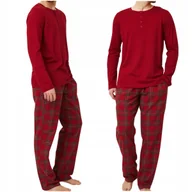 Piżamy damskie - Piżama męska wygodna ciepła bawełniana czerwona w kratę Aruelle HARRY M - miniaturka - grafika 1