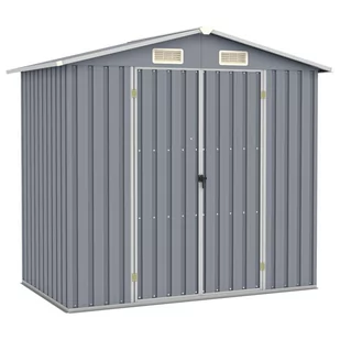 vidaXL Szopa ogrodowa, szara, 205x129x183 cm, stal galwanizowana - Altany ogrodowe - miniaturka - grafika 1