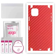 Szkła hartowane na telefon - Folia naklejka skórka strukturalna na TYŁ+BOKI do Apple iPhone 11 Pro Max -  Carbon Czerwony - apgo SKINS - miniaturka - grafika 1