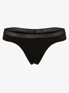 Majtki damskie - Calvin Klein Stringi Kobiety Sztuczne włókno czarny jednolity, S - miniaturka - grafika 1