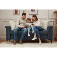 Sofy i kanapy - Sofa 2-osobowa, 172 cm, skandynawska, len, rama z litego drewna, nogi żelazne, szara - miniaturka - grafika 1