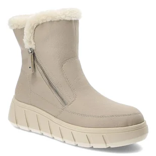 Beżowe Botki Rieker Stylowe Ocieplane Obuwie Damskie - Botki damskie - miniaturka - grafika 1