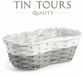 Donice - OWALNY KOSZYK WIKLINOWY Z FOLIĄ NA KWIATY 29x15x10h cm - miniaturka - grafika 1