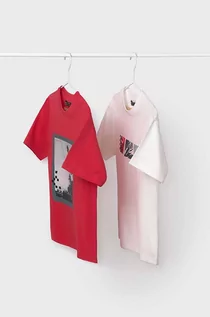 Koszulki dla chłopców - Mayoral t-shirt bawełniany dziecięcy 2-pack kolor czerwony z nadrukiem - grafika 1
