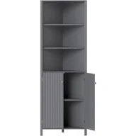 Szafki łazienkowe - Narożna Szafka Łazienkowa z 3 Otwartymi Regałami i 2 Drzwiami, Szafka do Przechowywania z Regulowanymi Regałami, 42,5 x 42,5 x 172,5 cm, Szara - miniaturka - grafika 1
