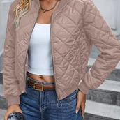 Kurtki damskie - TEMU Kwiatkowa Kurtka z Kołnierzem Baseballowym na Jesień i Zimę dla Kobiet - Luźny Krój, Pranie w Pralce i Czyszczenie Chemiczne, Jednokolorowe Mody - miniaturka - grafika 1