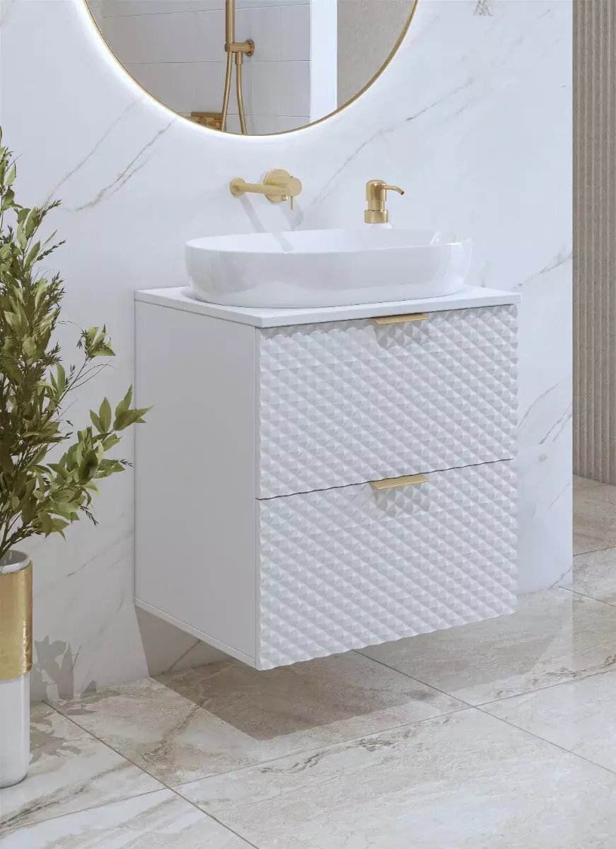 Helvetia Szafka pod umywalkę nablatową LAURA 2S 60cm biała mat HELVETIA