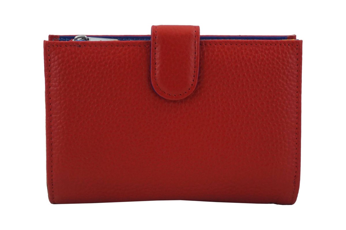 Skórzany portfel z ochroną kart RFID - Czerwony