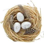 Wielkanoc - Stroik Wielkanocny Ptasie Gniazdo Jajka Rafia N2 - miniaturka - grafika 1
