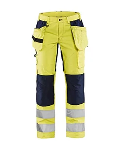 Blaklader 716318113389C48 damskie spodnie robocze High Vis ze stretchem, żółty/granatowy, rozmiar C48 - Spodnie damskie - miniaturka - grafika 1