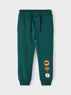 Spodnie i spodenki dla dziewczynek - NAME IT Spodnie dresowe JUSTICE LEAGUE 13210804 Zielony Regular Fit - grafika 1