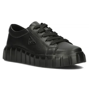 Buty damskie sneakersy na platformie skórzane czarne Filippo DP4670/23-37 - Sneakersy damskie - miniaturka - grafika 1