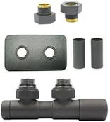 Zawory i kraniki - Zawór regulacyjny 50mm TWINS grafit strukturalny prawy GZ1/2 All in One rozeta zespolona prostokątna - miniaturka - grafika 1