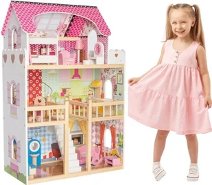 Przenośny duży domek z drewna z mebelkami dla dziewczynki DO ZABAWY LALKAMI - Domki dla lalek Przenośny duży domek z drewna z mebelkami dla dziewczynki DO ZABAWY LALKAMI - Domki dla lalek - miniaturka - grafika 1