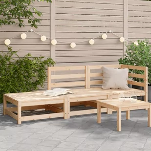 vidaXL Sofa ogrodowa z podnóżkiem, 2-osobowa, lite drewno sosnowe - Sofy ogrodowe - miniaturka - grafika 1