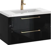 Szafki łazienkowe - Szafka z Umywalką ROSEN 80 cm - Uchwyt Złoty - miniaturka - grafika 1